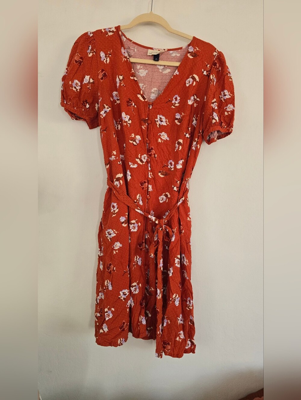 Universal Thread Red Floral Button Front Dress - Medium